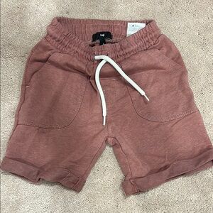 Tag Brown Casual Pull-On Shorts with Elastic Waistband